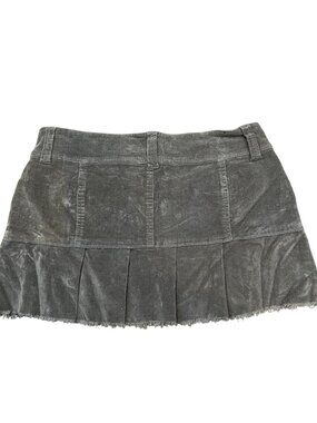 Vintage Y2K Brown Corduroy Mini Skirt With Button Detail & Frayed Hem  Size 11